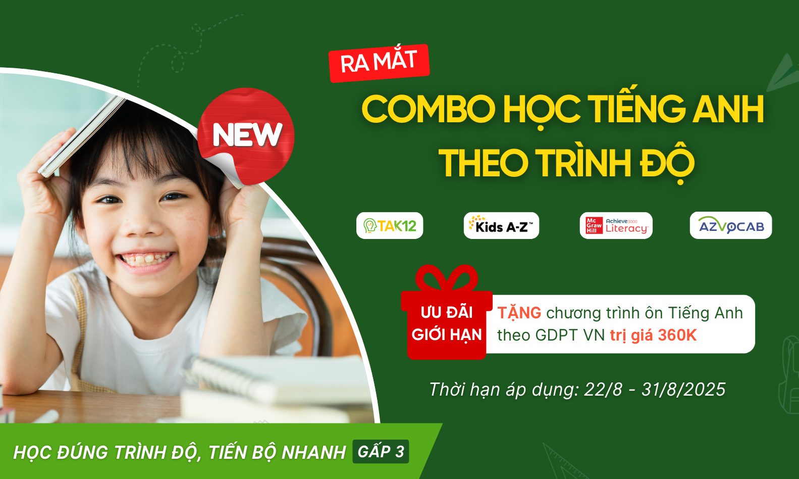 [MỚI] Ra mắt các Combo học Tiếng Anh – TẶNG chương trình Học tốt theo GDPT VN